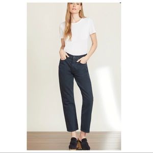Veronica Beard Ryleigh High Rise Slim Straight Jeans, Petrol Wash, Size 27.  NWT